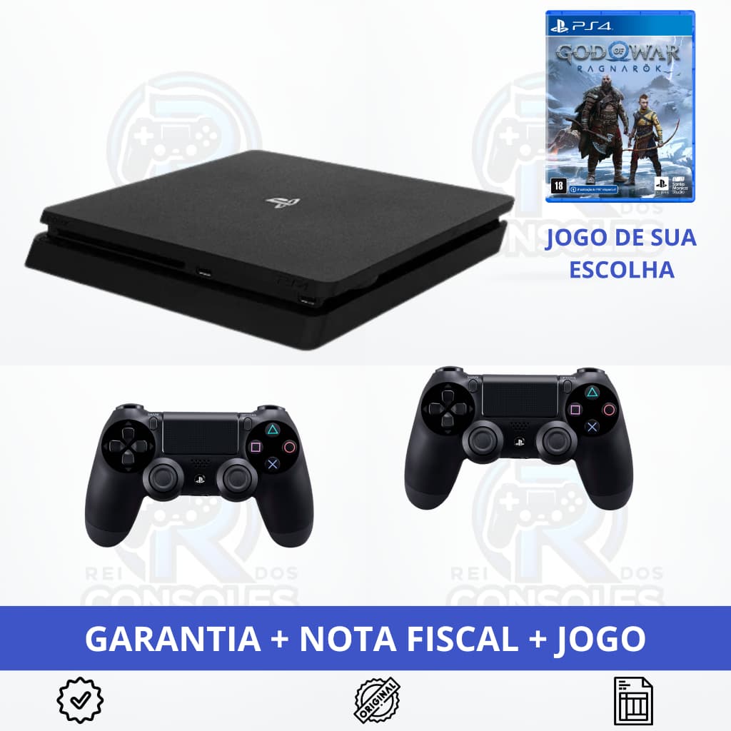 Ps4 Video Game Slim Playstation 4 + Controles + 1 Jogo - Garantia - 500GB ou 1TB