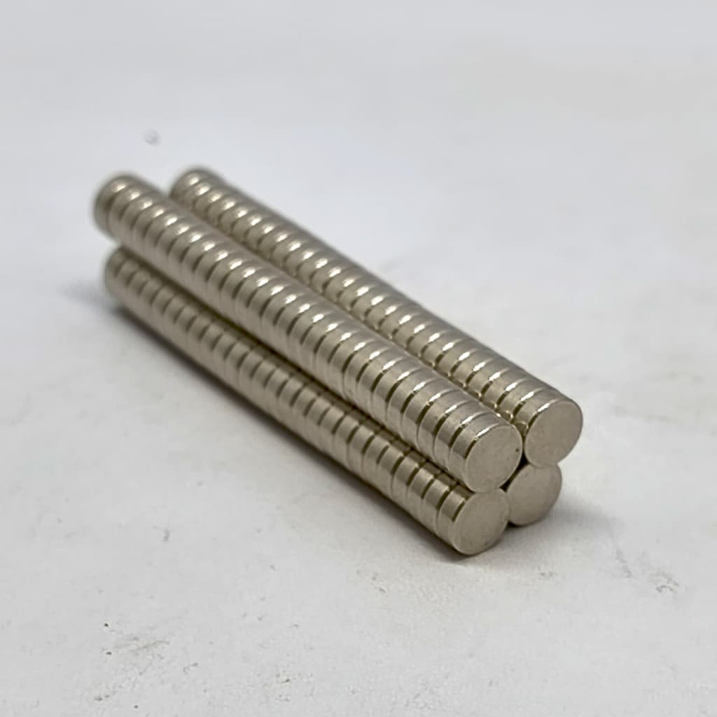 Kit 200 Ímã Neodímio N35 Disco 6 x 2 mm Super Forte - Força Aproximada de 600g Material NdFeB