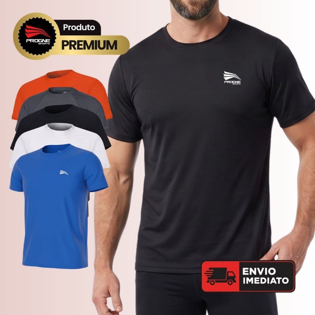 CAMISETA CURTA MASCULINA UV50+ DRYFIT TÉRMICA SEGUNDA PELE ESPORTES CORRIDA – PROGNE SPORTS