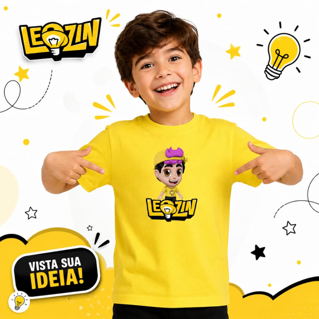 Camiseta Leozin Infantil Turma dos Rosas Menino Menina Diversas Cores Confortável Casual Divertidas
