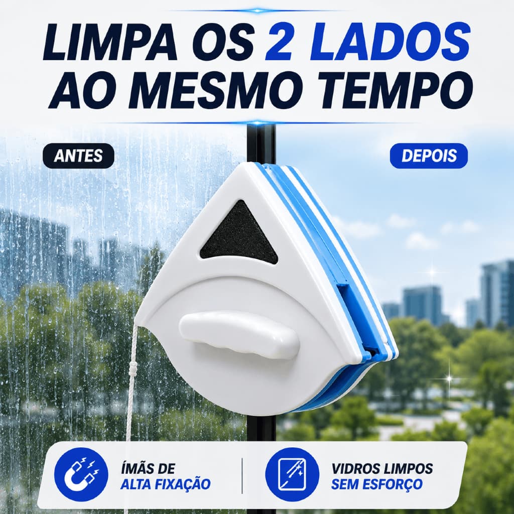 Limpador Magnético De Vidros Aquários Janelas Limpa Vidro Dupla Face Limpeza de Box de Banheiro e Porta de Vidro