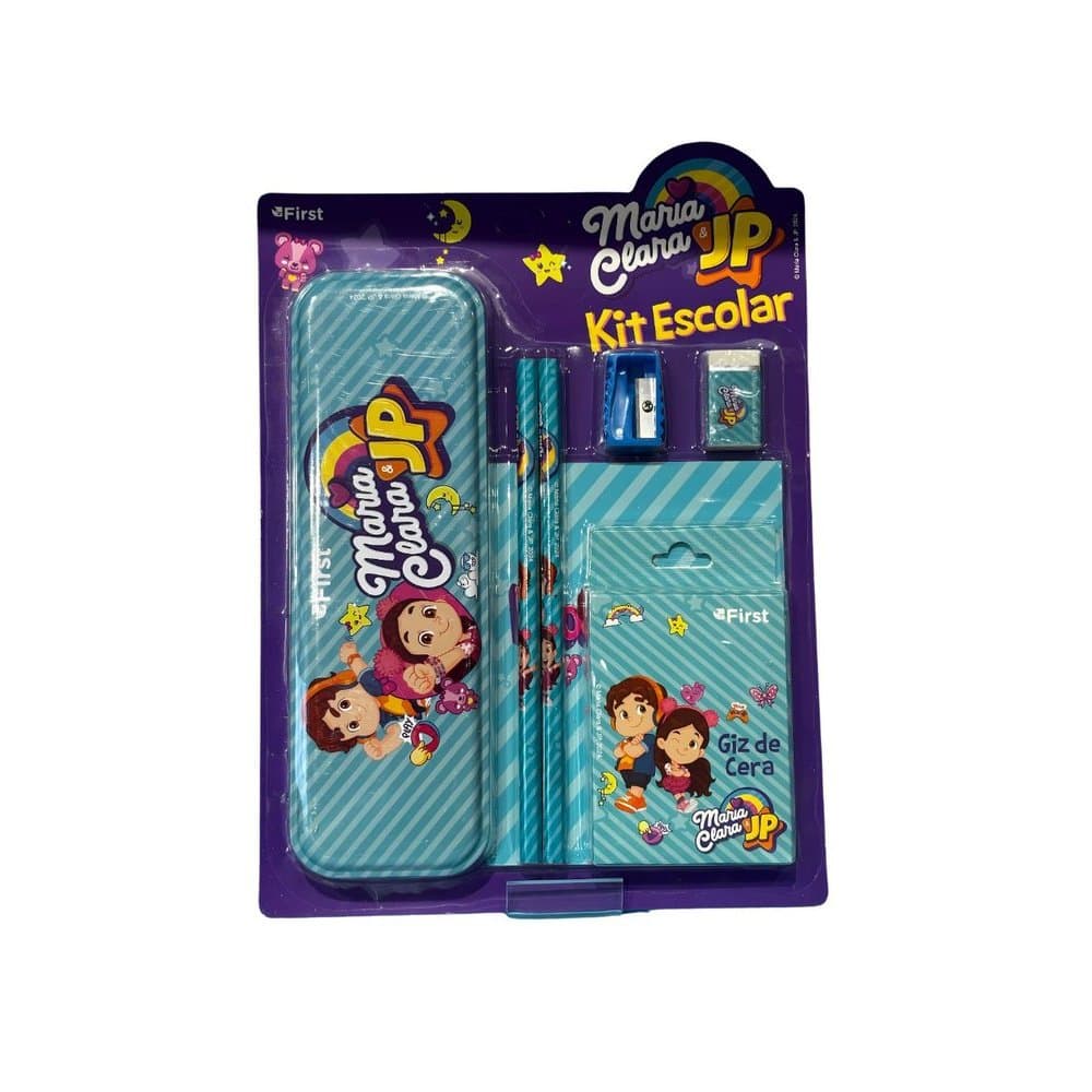 Material Escolar Maria Clara JP Kit Completo Estojo Lápis Borracha Apontador