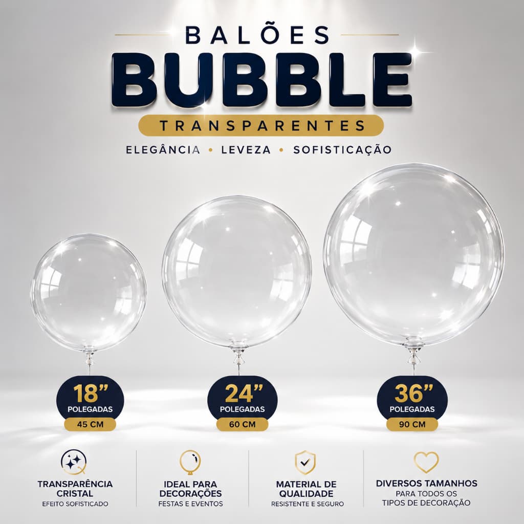 Balão Bubble Transparente 18''  24"  36" Polegadas Cristal Para Festas Decoração