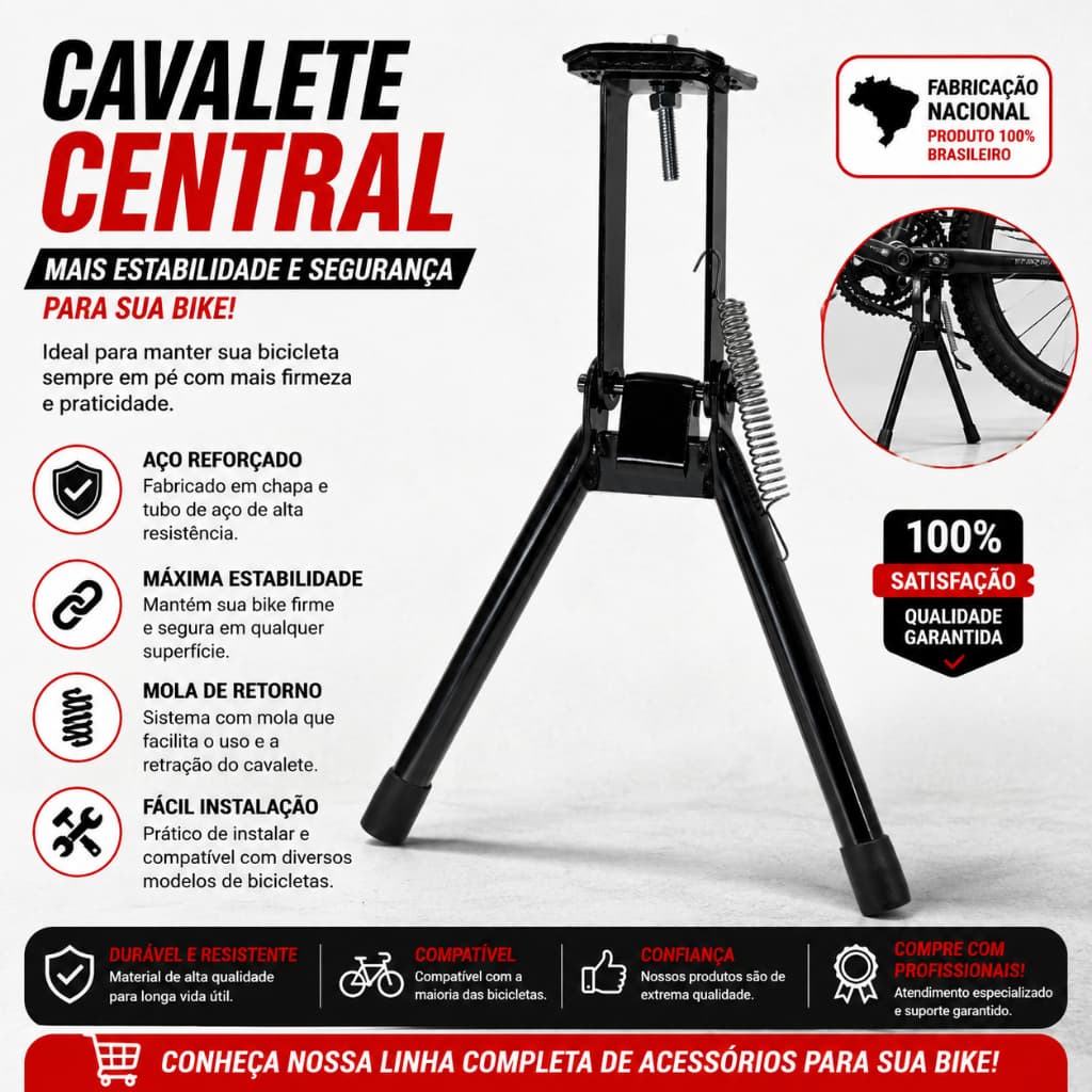 Descanso Cavalete Pezinho Central Para Aro26 Bike