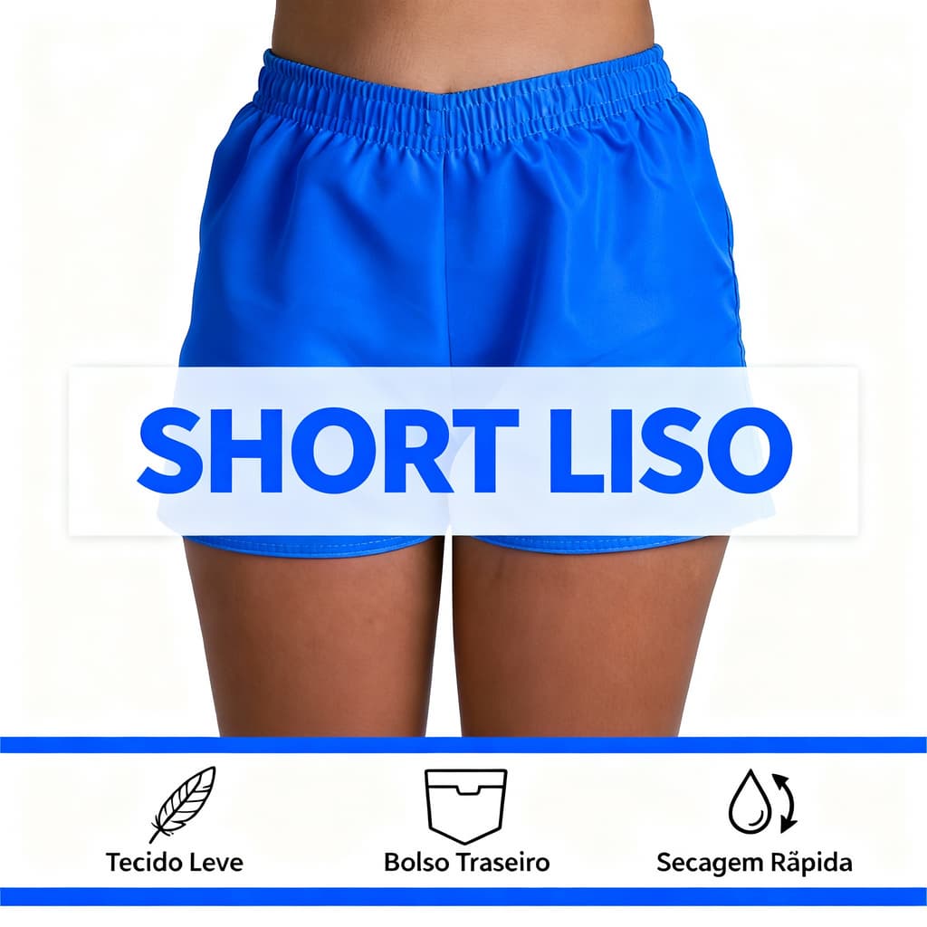 Kit Short Feminino Tactel Liso Shortinho Academia Praia Leve Molinho