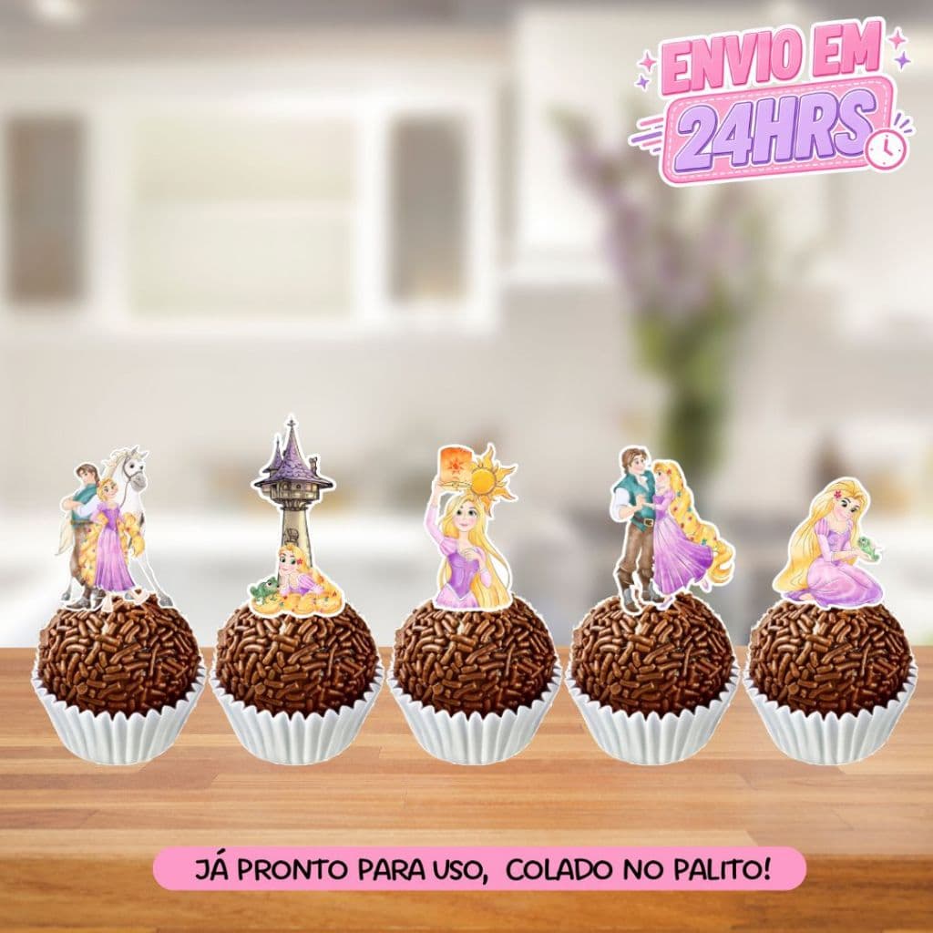 50 Tag Topper de Docinho Enrolados / Personalizads / Aniversário / Lembrancinhas Brigadeiro