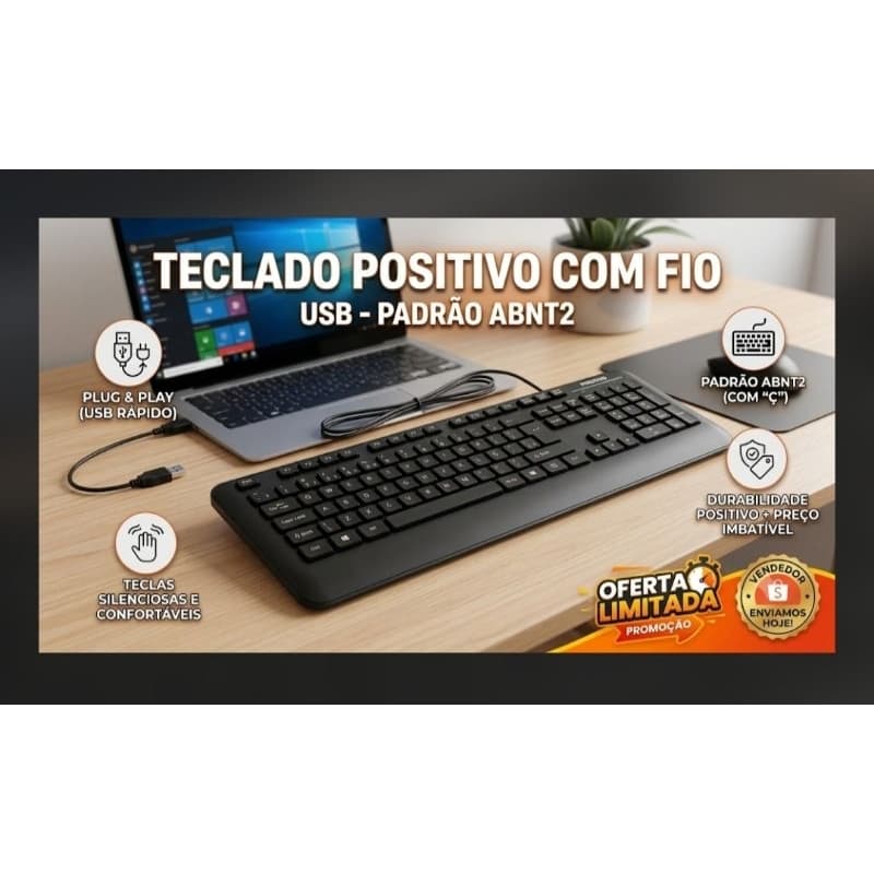 Teclado USB Positivo com Fio em perfeito estado "seminovo"