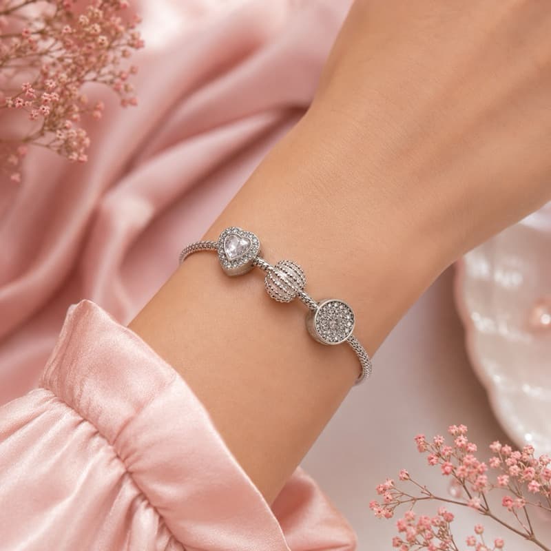 Kit 3 Berloques Separadores Strass | Banhados a Prata 925 | Presente Feminino Delicado