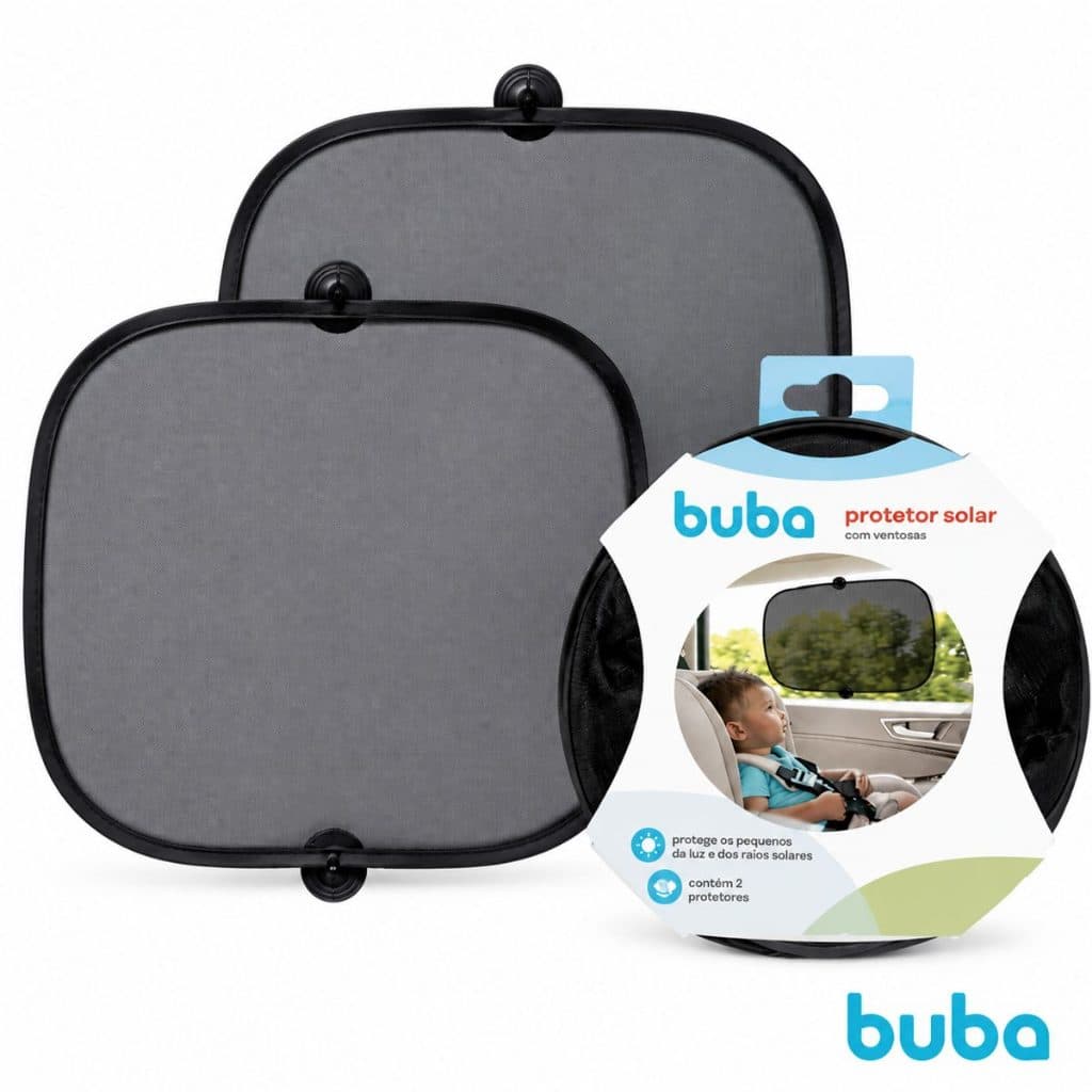 Kit 2 Protetores Solares Blackout Com Vontosas Para Carro Viagem Buba Infantil