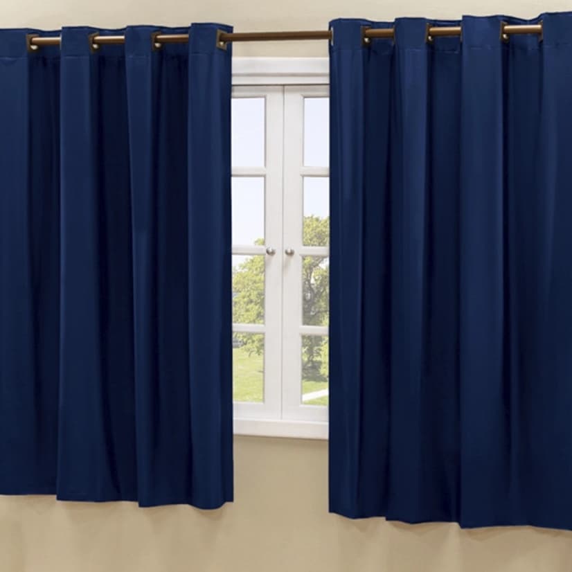 Cortina Blackout Veda Luz 100% Cor Azul Marinho Tamanho 2,20 x 1,40 Não Contém Varão Sala Quarto Escritorio