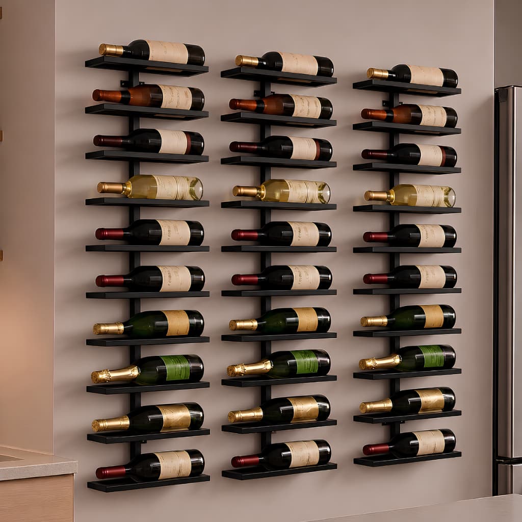 Kit 3 Adegas Barzinho Suporte de Parede Para 30 Garrafas de Vinhos com Kit Para Instalação