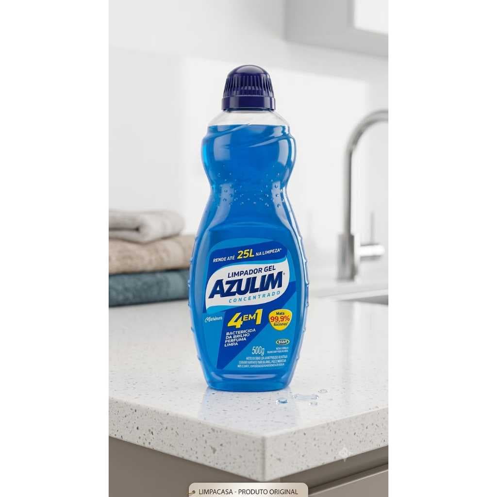 Azulim Limpador Gel 4 em 1 500g | Limpa, Desengordura, Desinfeta e Perfuma | Banheiro, Cozinha e Limpeza Geral