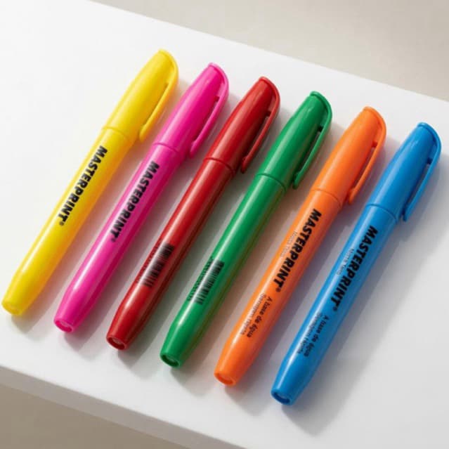 Kit Marca Texto 6 Cores Vibrantes Neon Masterprint Grifa Texto Ponta Chanfrada p/ Estudos Todas As Cores