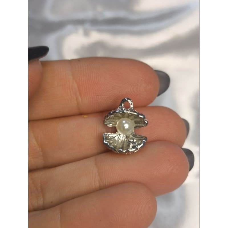 Pingente Concha com Pérola – Metal para Artesanato e Bijuterias
