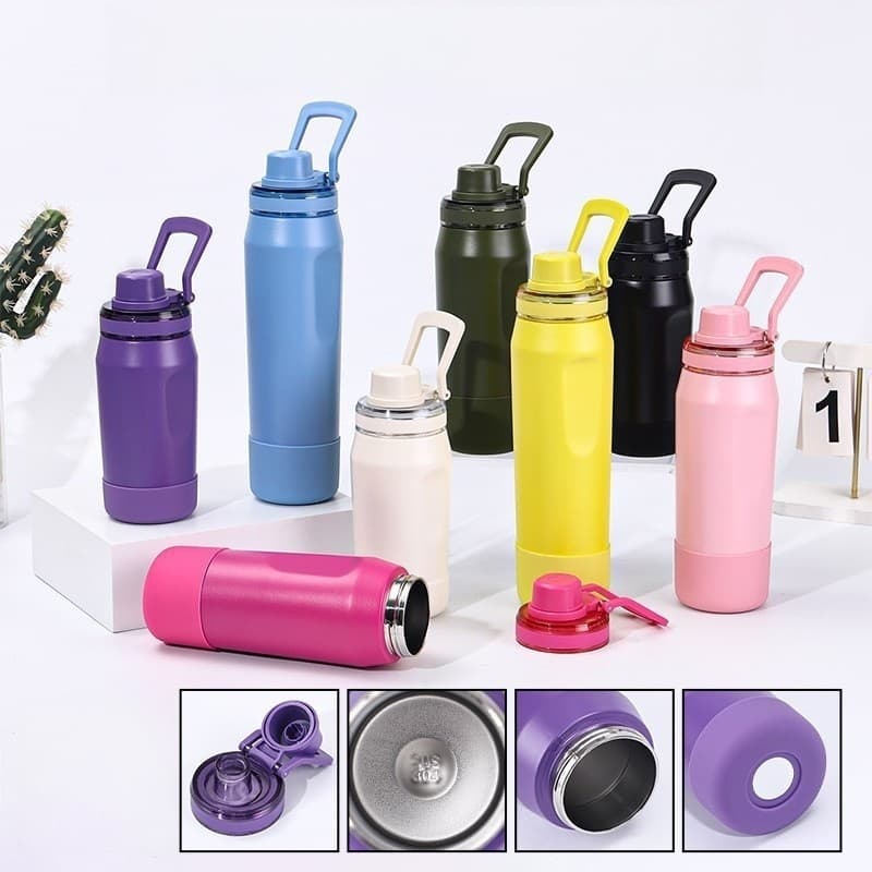 Copo Térmico Inoxidável com Alça 500ML, Tampa Flip Dupla Bebida para Viagem e Academia