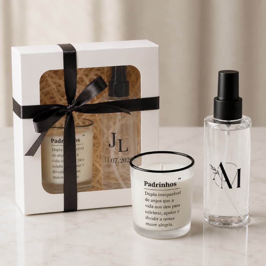Kit Vela Aromática Spray Aromática Personalizável Para lembrancinha De Casamento Padrinhos