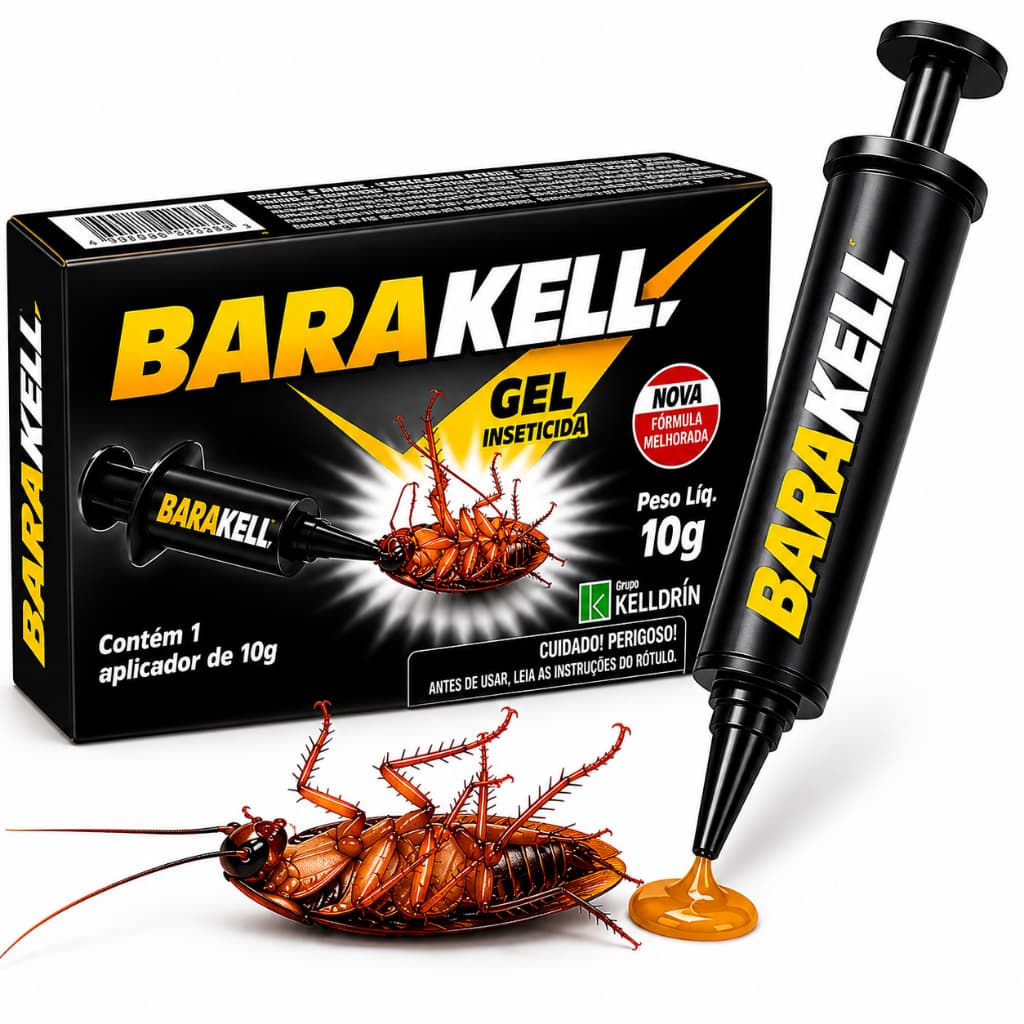 Kit 5 Unidades Barakell Gel Mata Baratas Poderoso Elimina Ninho Barata Cozinha E Banheiro 10g