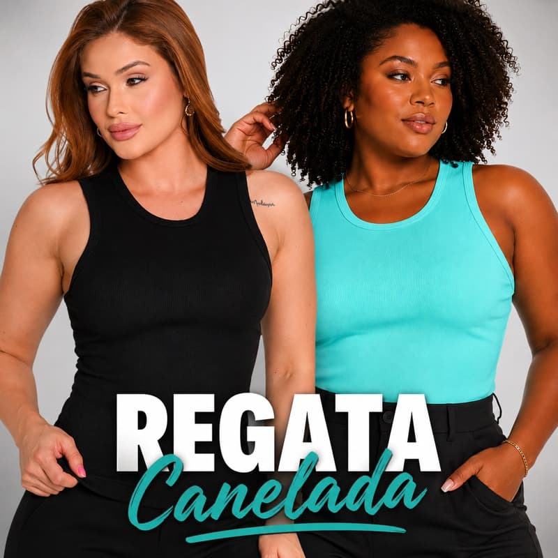 Blusa Regata Feminina Ribana Canelada Regatinha Básica Regata Americana