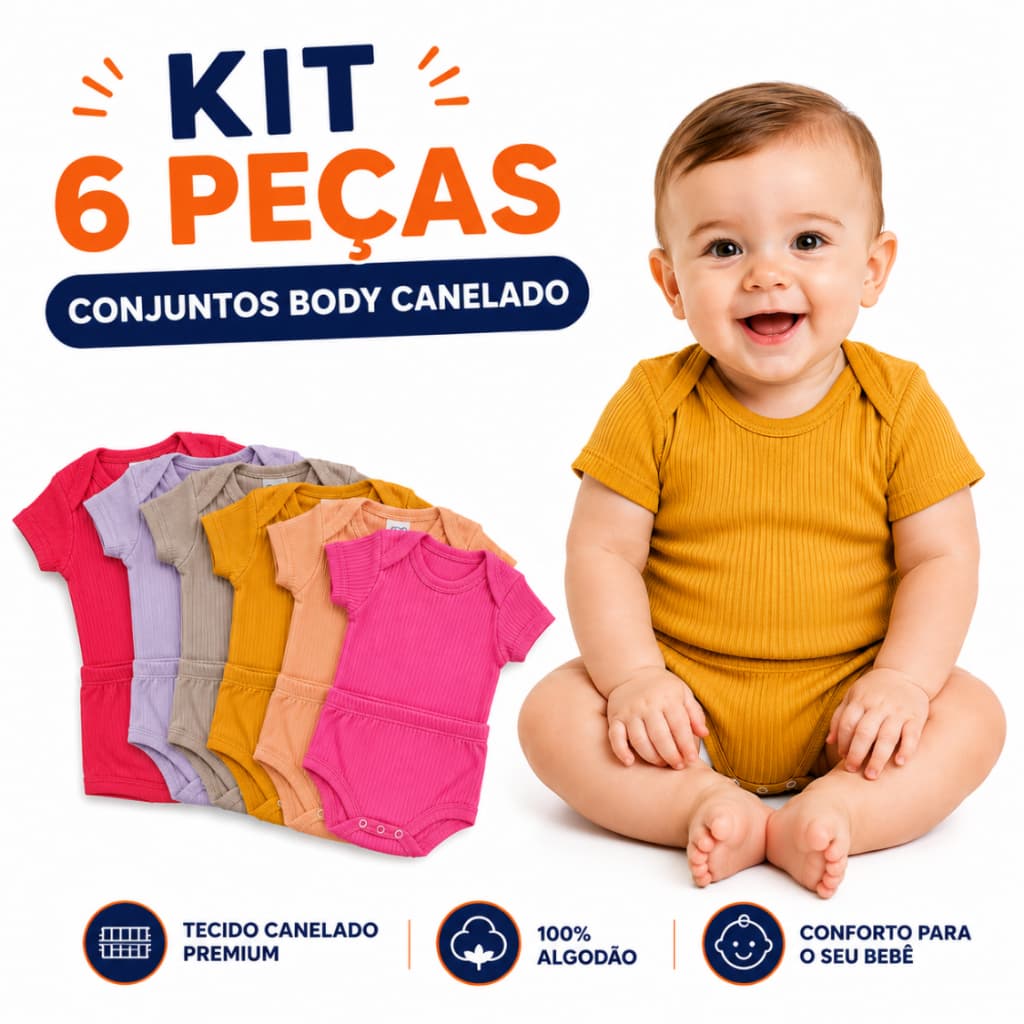 Kit 6 Peças Conjunto Body Com Calça Completo Bebê Verão