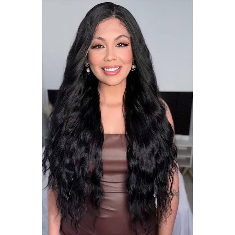 Peruca wig lace front Marina Ondulada 13x4 repartição livre 80/85cm 30% humano + 70%fibra ultra proteína
