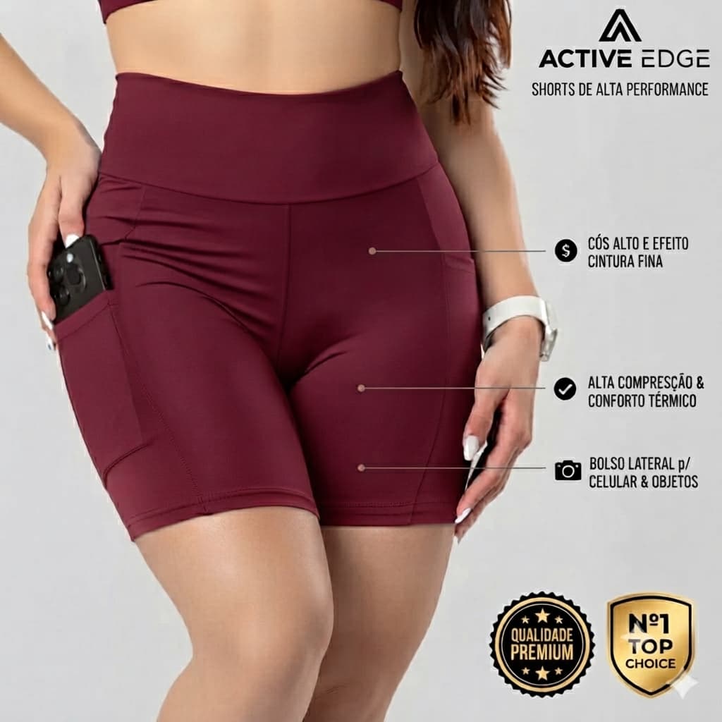 Short  com bolso lateral para corrida caminhada Academia Feminino Fitness para o dia a dia