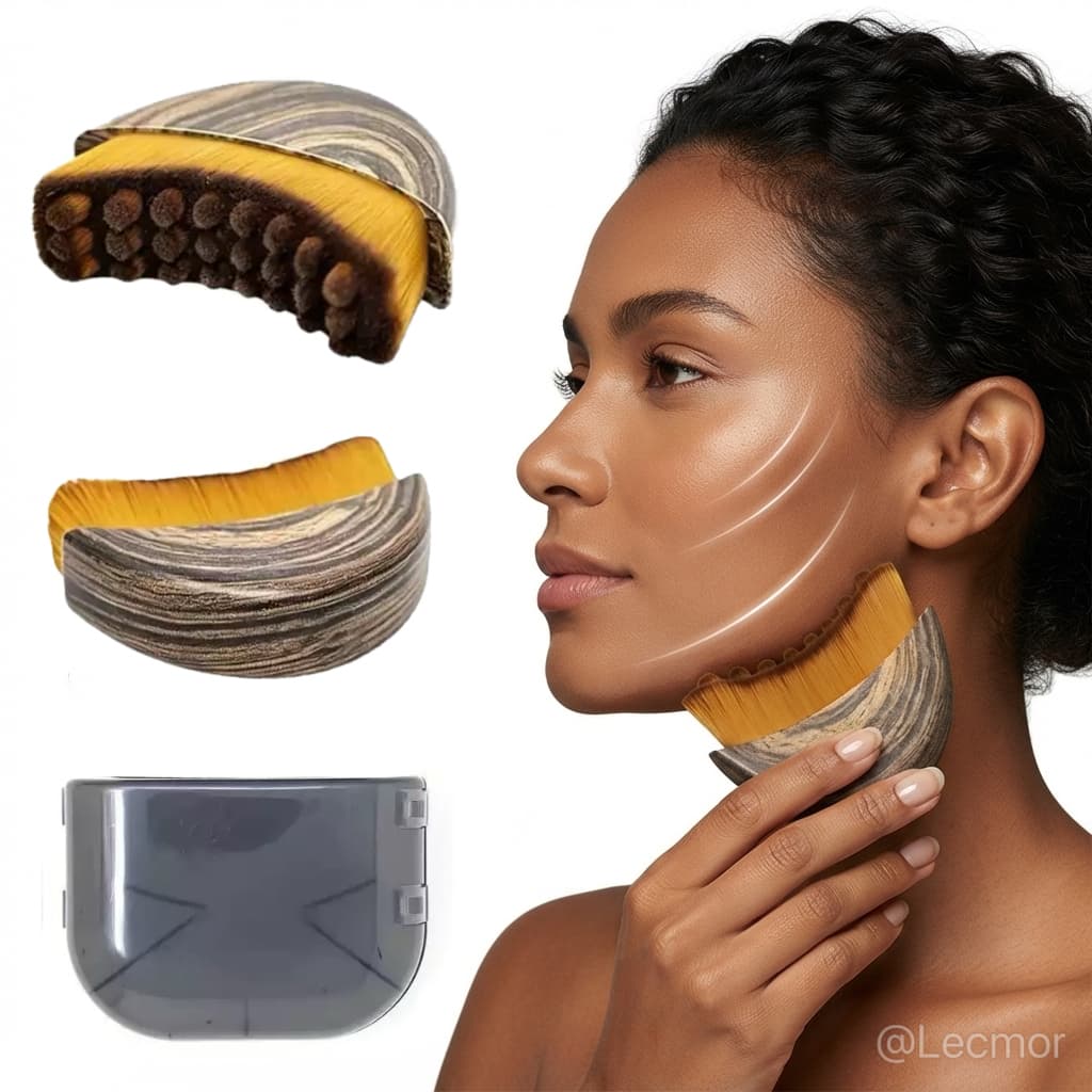 Escova Massageador Facial Drenagem Linfática Contorno Curvado Anti Inchaço Com Case Protetora