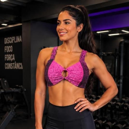 Top Cropped Fitness Degrade Academia Estampado Com Bojo