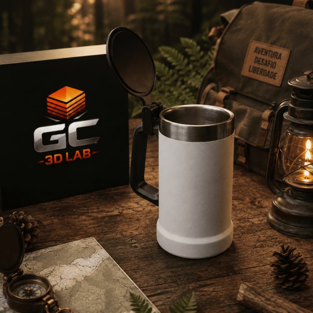 Tampa Articulada para Caneca Térmica 610ml | Proteção Contra Poeira | Impressão 3D
