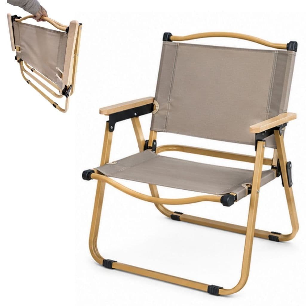 Cadeira Dobrável De Praia Camping Pesca Lazer Modelo Compacta Luxo até 120kg Bege