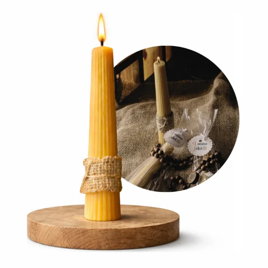 Vela Cristo Rei Artesanal Uso Espiritual Decorativa Cera de Abelha Natural