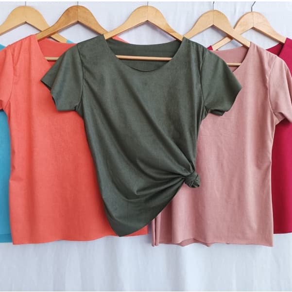 T-shirt feminino suede gola redonda cod130