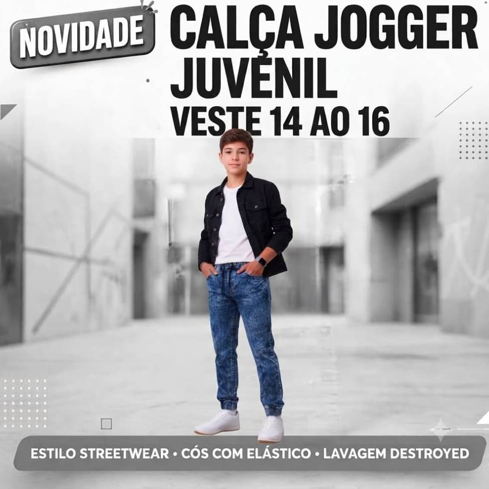 CALÇA JEANS JOGGER PREMIUM JUVENIL