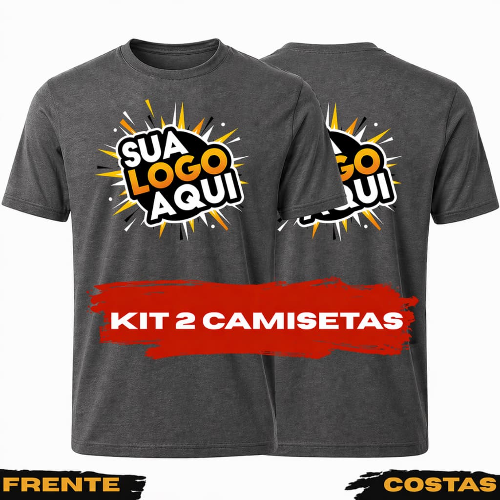 Kit 2 Camisetas Camisas Personalizadas Sublimada Conjunto Sua Logo Aqui 100% Algodão