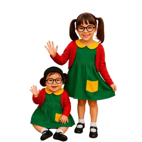 Fantasia Infantil Chiquinha com Óculos - Turma do Chaves - Pronta Entrega - KS Comércio