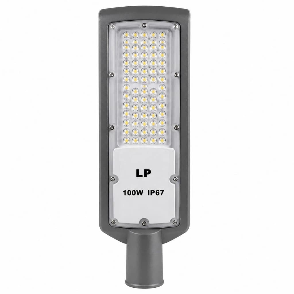 Luminária Pública LED 100w com Fotocélula À Prova D'água Cinza