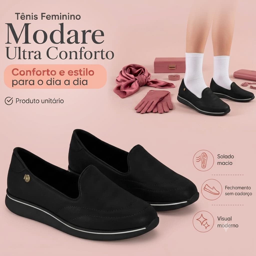 Tênis Feminino Modare Ortopédico UltraConforto Confortável Amortecedor Palmilha Soft Macia 7358222