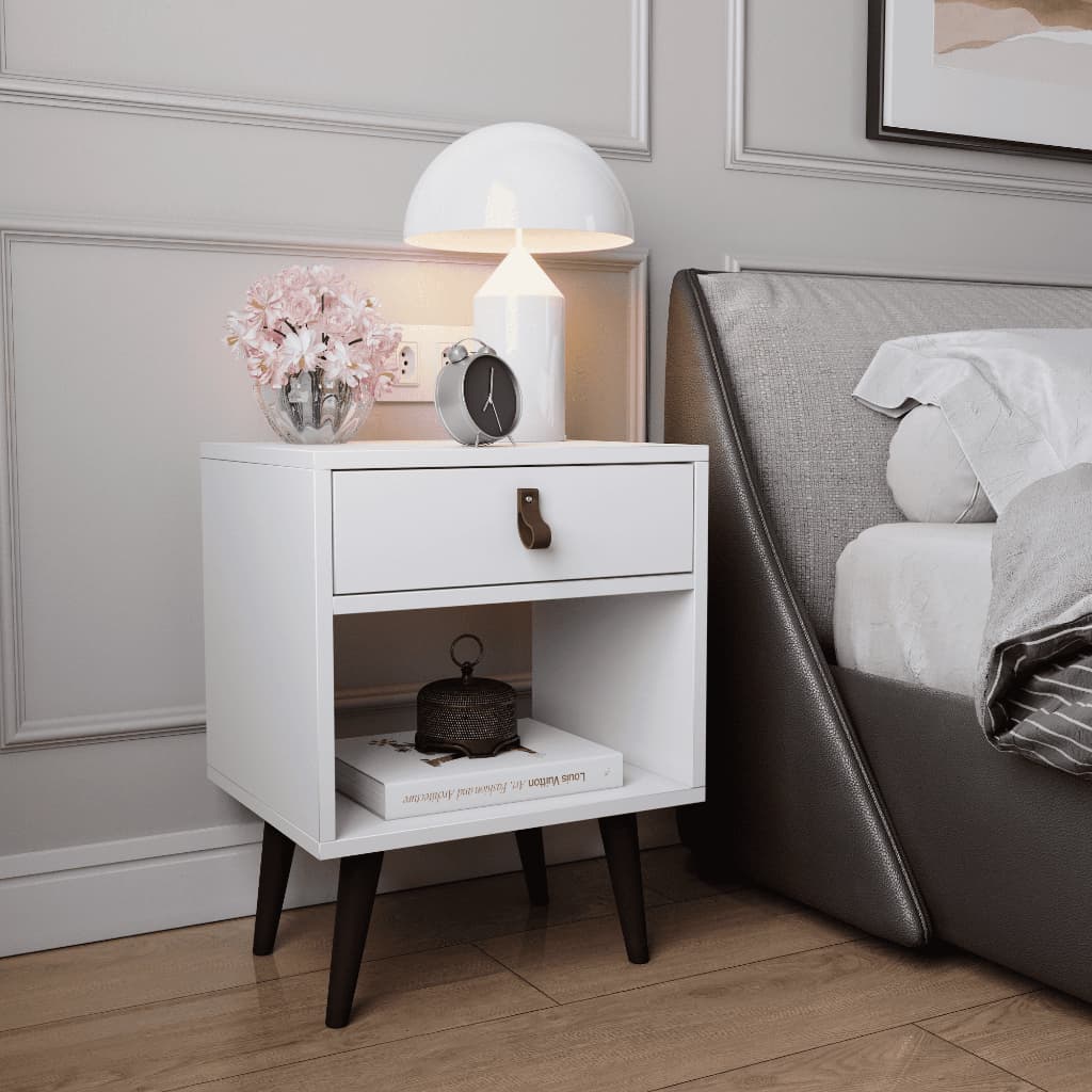Mesa de Cabeceira Ravenna com Gaveta e Nicho Organizador |  Moderno para Quarto