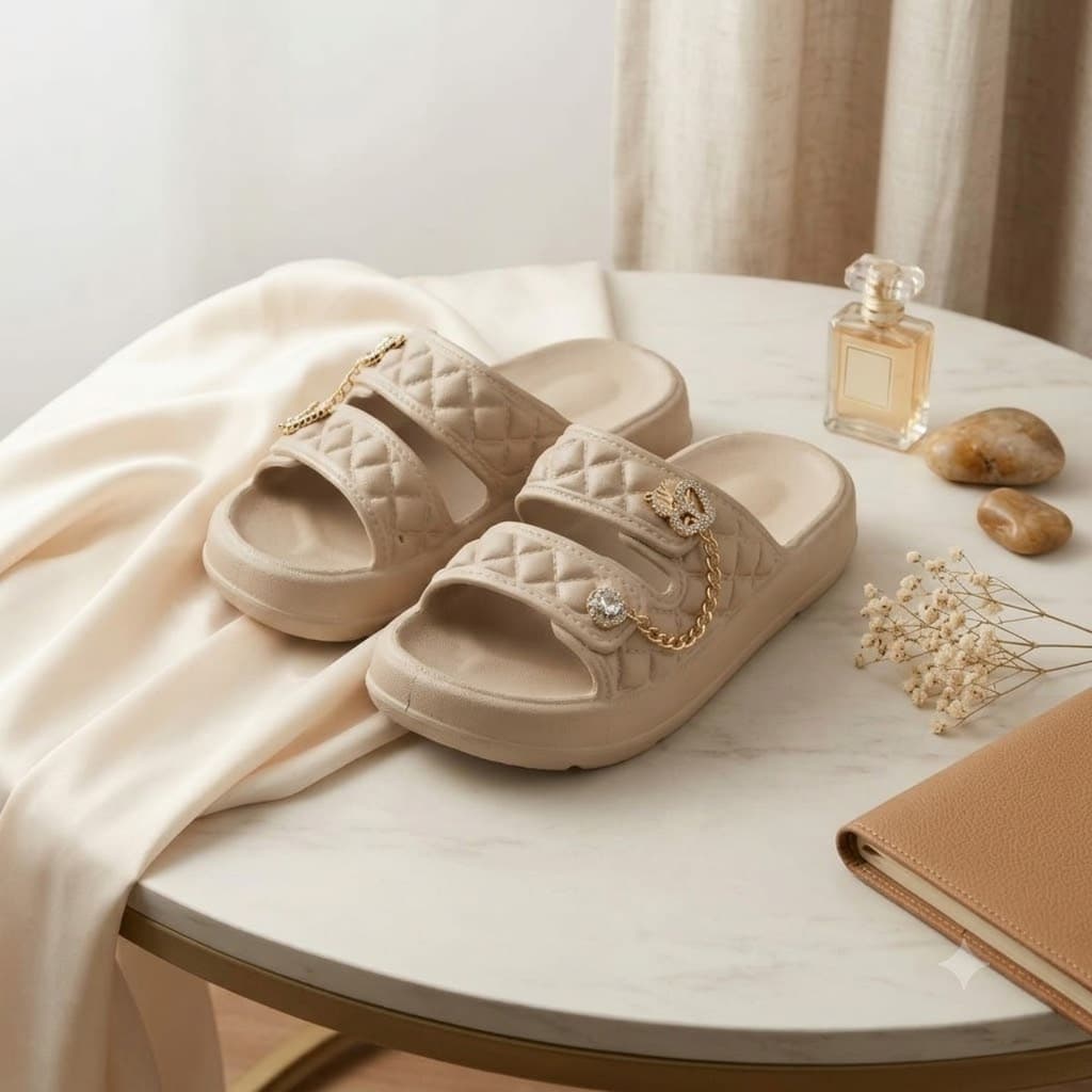 Chinelo Slide Feminino Com Pingente Anatômico Flexivel Nuvem Confortável Lançamento
