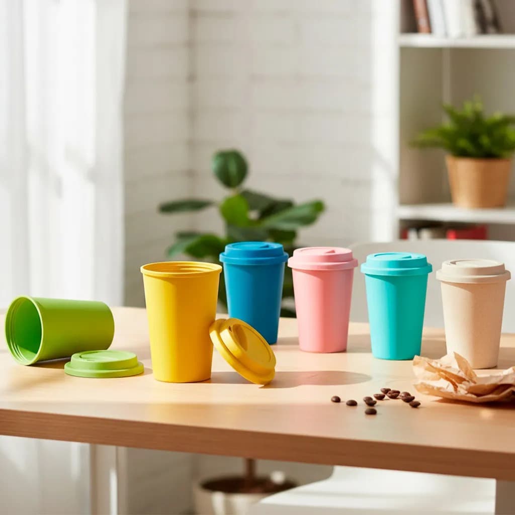 Kit 30 Copos Fibra De Bambu Colorido 450ml Personalizados