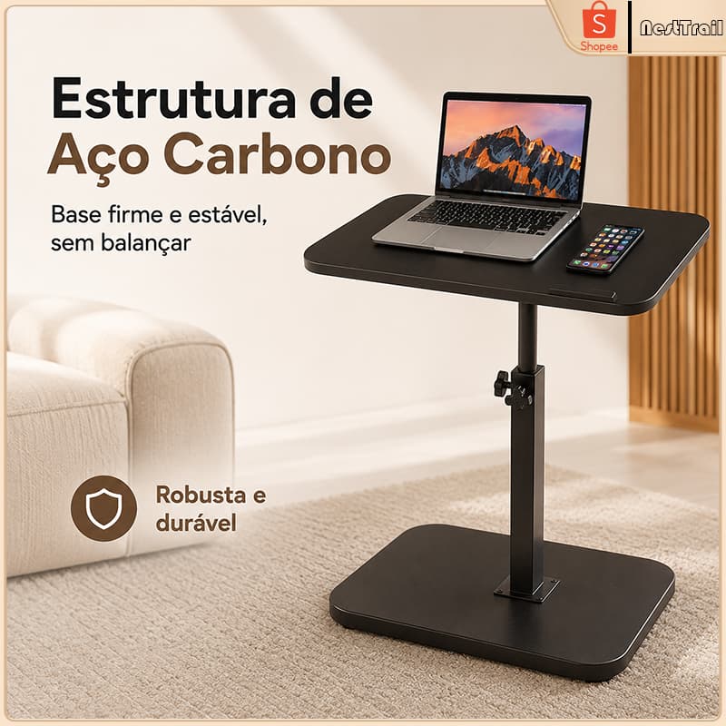 Mesa Lateral Oval para Sofá com Pés de Metal, Mesa de Canto Moderna Retrô para Sala