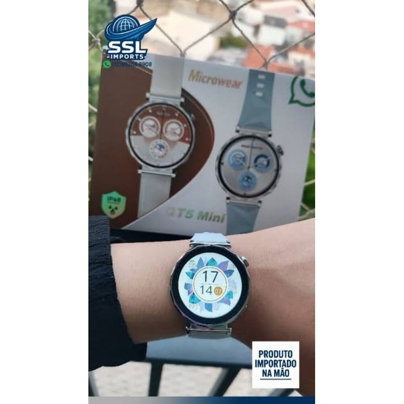 Smartwatch Microwear GT5 Mini Feminino AMOLED | Saúde Completa | Notificações WhatsApp | Original