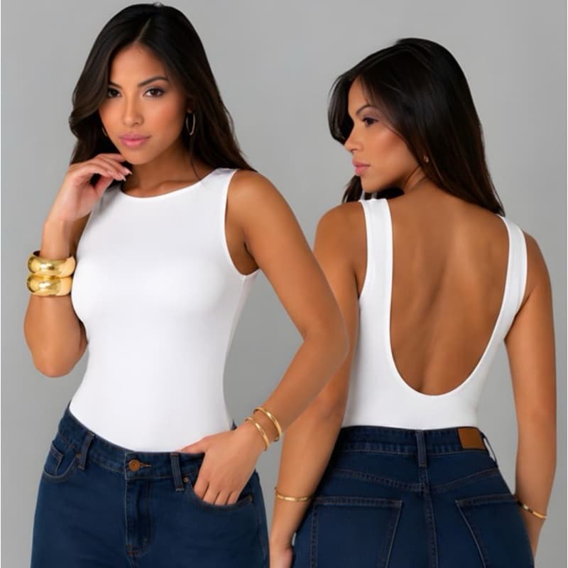 Blusa Body Feminina Costas Nuas Alça Larga Regata Suplex Premium