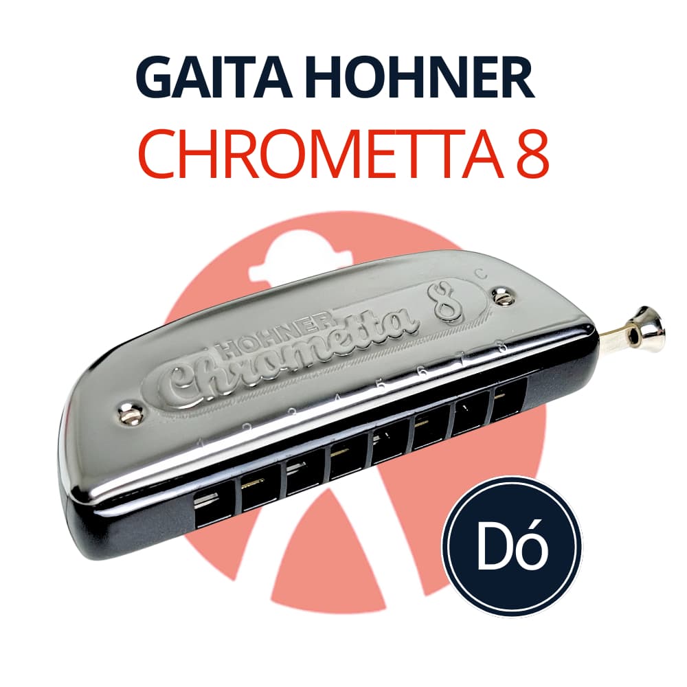 Gaita Harmónica Chrometta 8 em C (Do) Diatônica Gaita de Boca Profissional Gaita Hohner