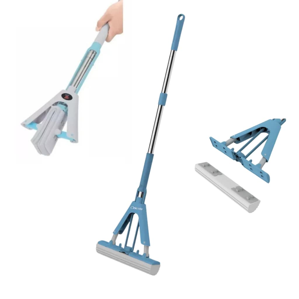 Novo Mop Facil Espuma PVA Limpeza Rodo Esfregão Magico Celeste CLT-901B