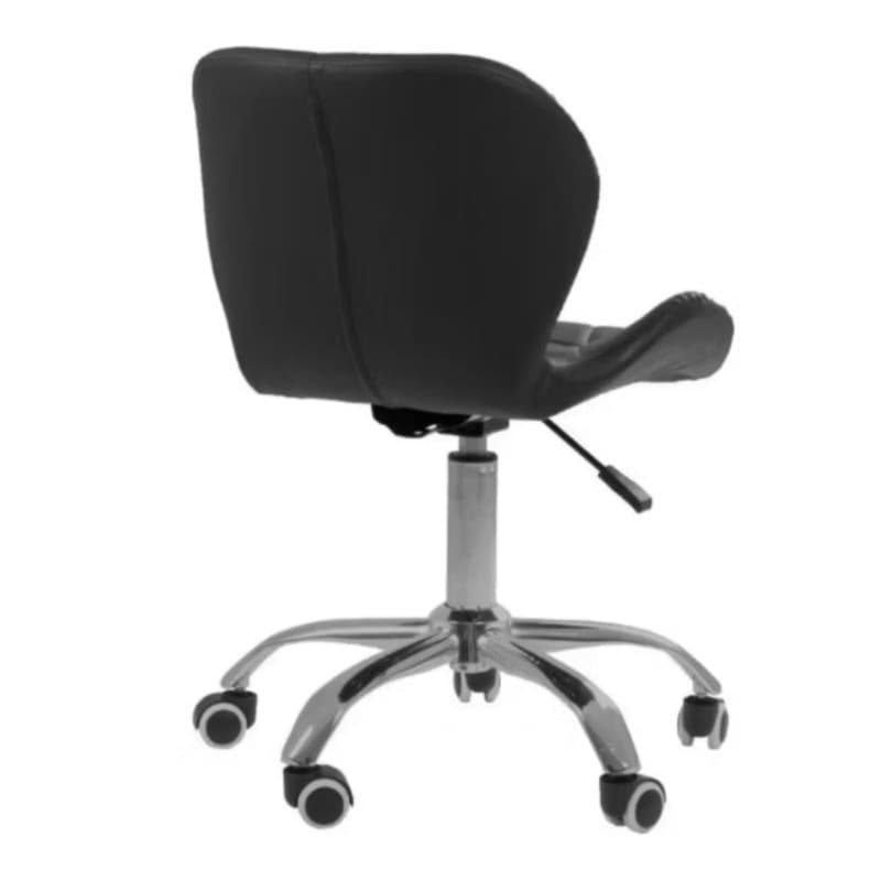 Cadeira de Escritório Estofada Ergonômica com Regulagem de Altura, Base Cromada e Rodízios – Home Office