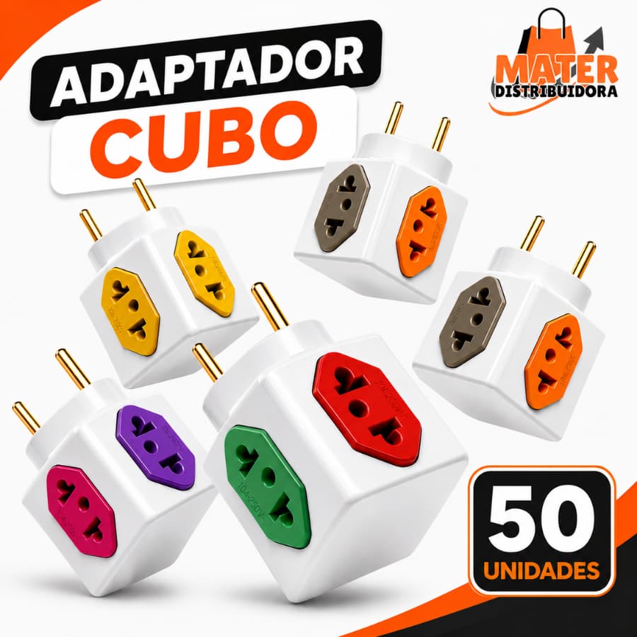 Kit 50 Adaptador De Tomada Cubo Colorido 4 Entradas 10/20A Benjamin 2 Pinos