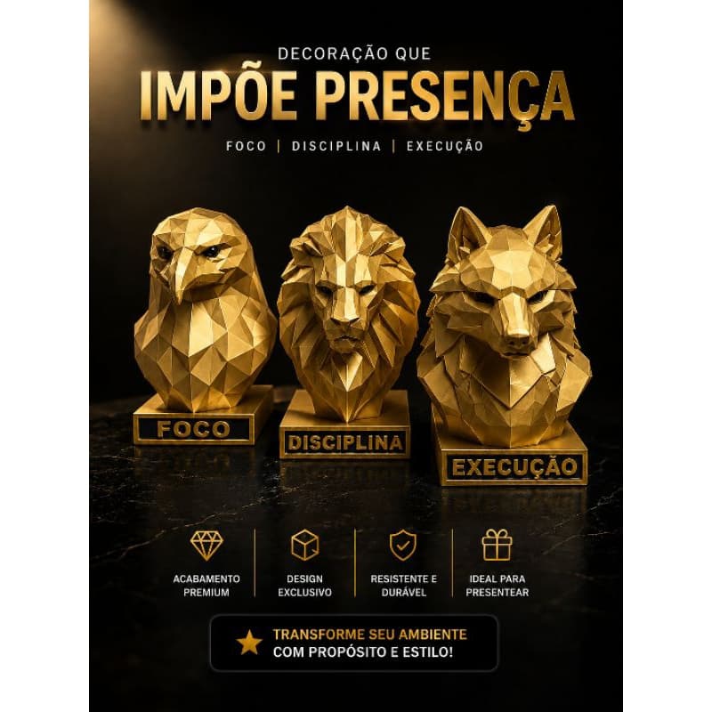 Kit Decoração Moderna para Escritório e Home Office – 3 Esculturas