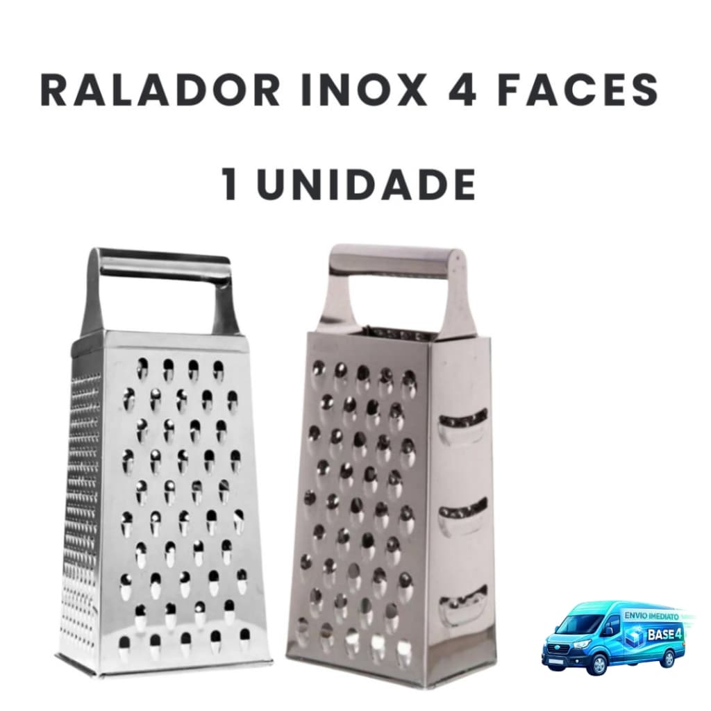 Ralador 4 Faces Inox Premium – 4 em 1 Ultra Afiado, Multiuso para Queijo, Legumes e Verduras