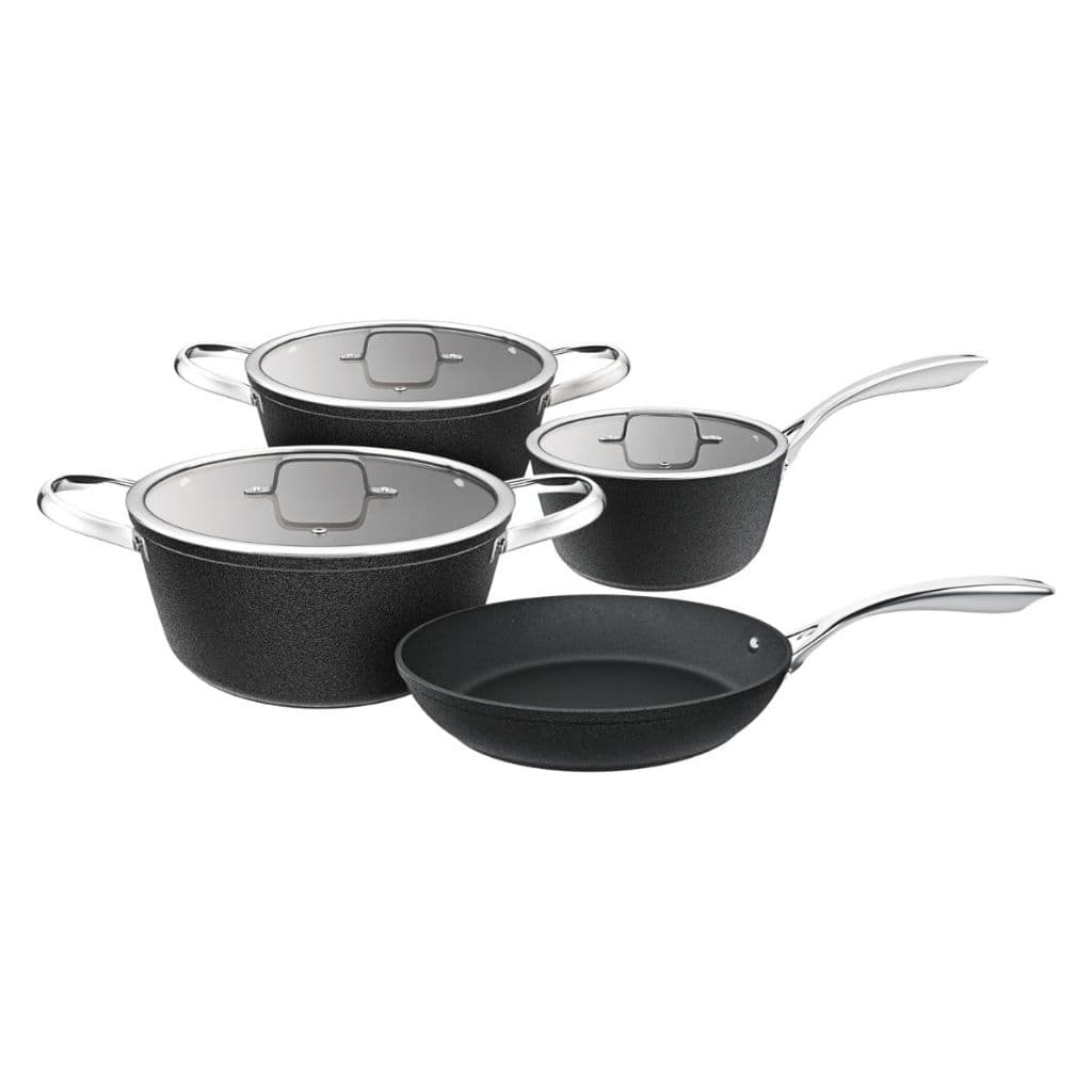 Conjunto De Panelas Robust 4 Peças Caçarola Frigideira Antiaderente Titânio Inox Presente Euro Home