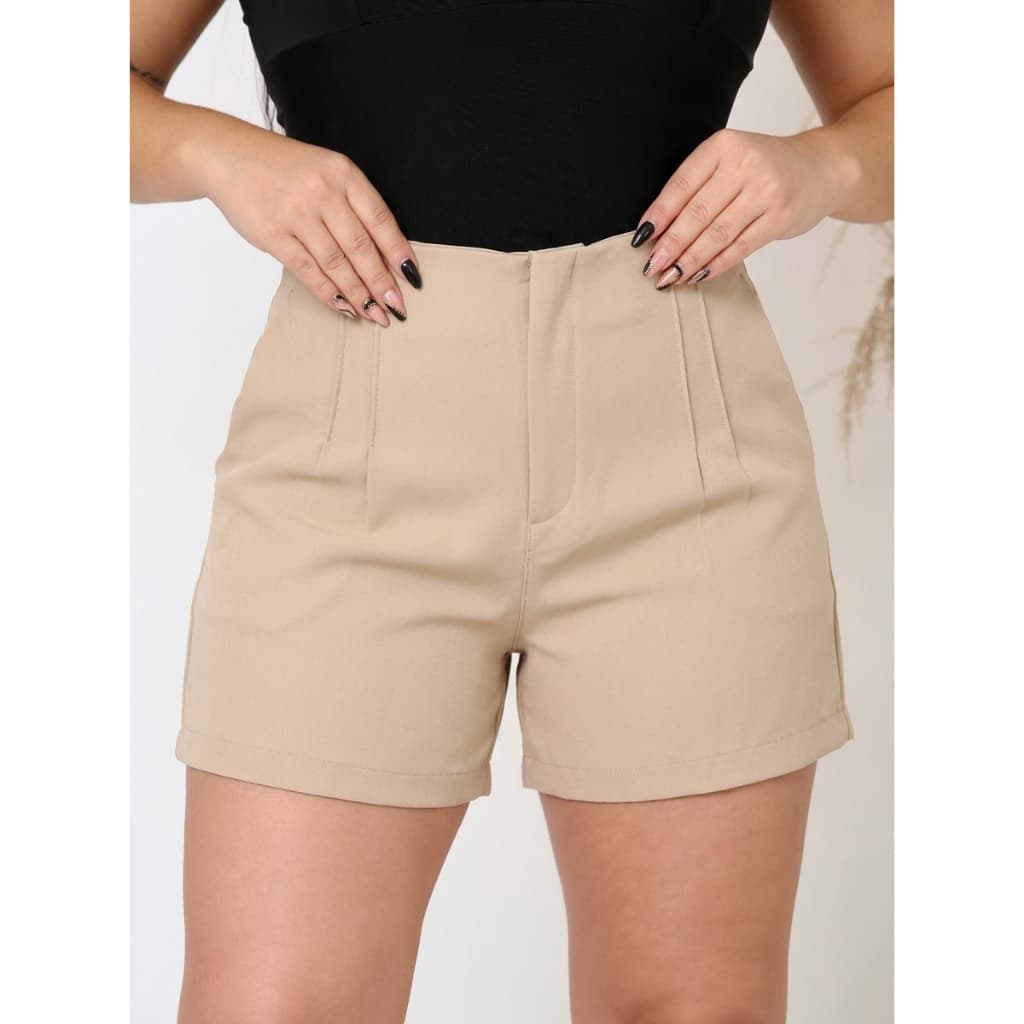 Short Feminino Social Alfaiataria  cintura alta e com zíper na lateral
